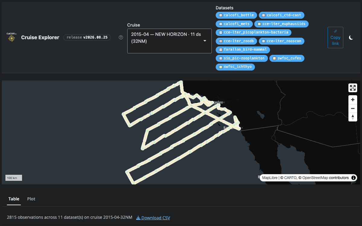 Screenshot of Cruise Explorer (dark theme)