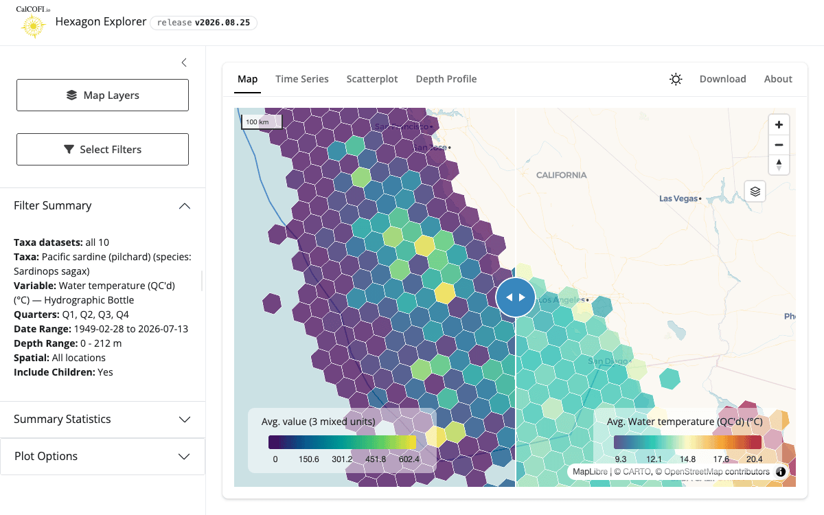 Screenshot of Hexagon Explorer (light theme)