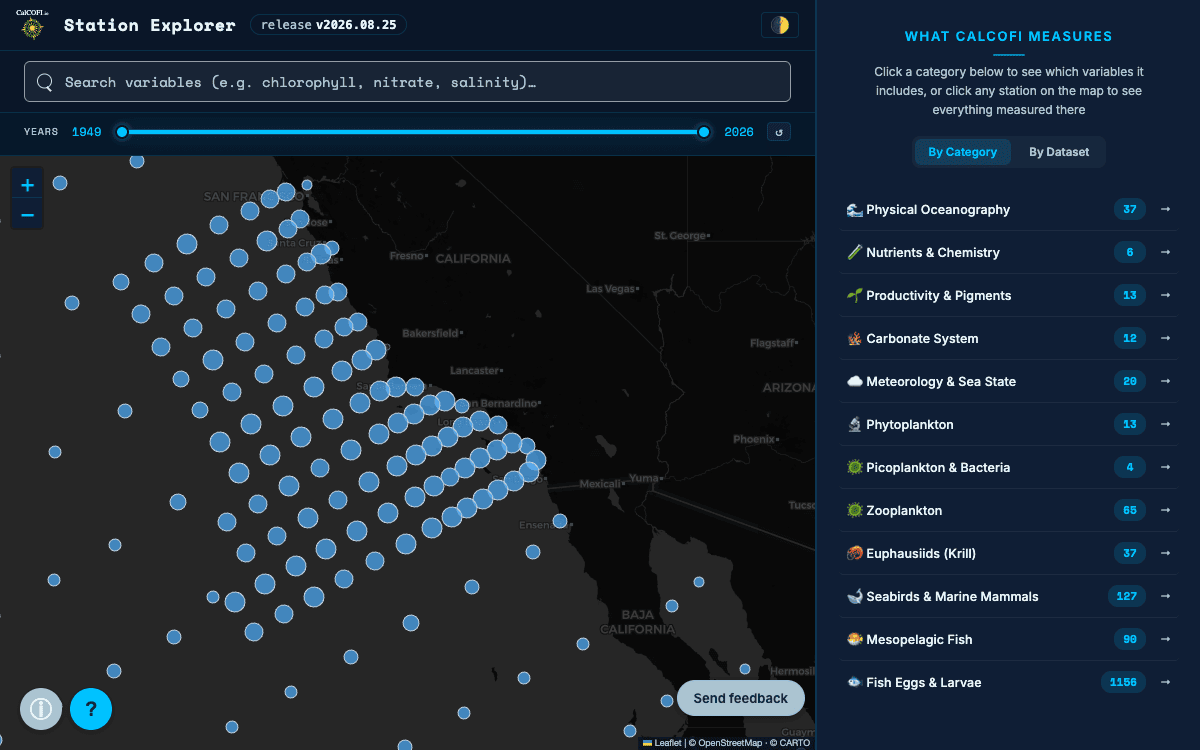 Screenshot of Station Explorer (dark theme)
