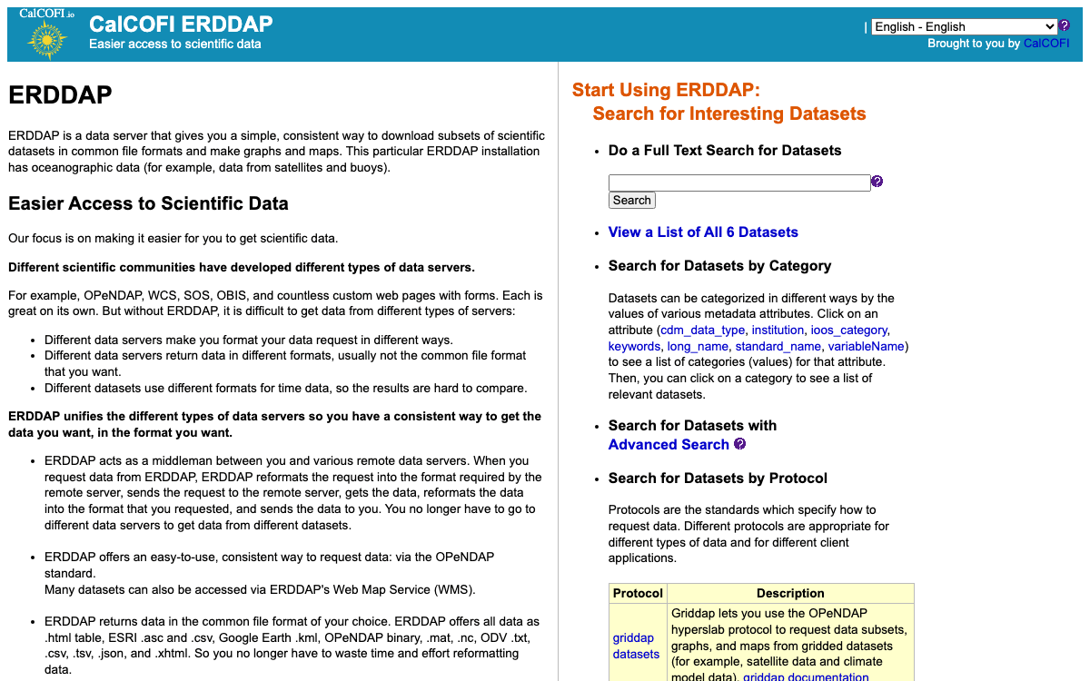 Screenshot of ERDDAP