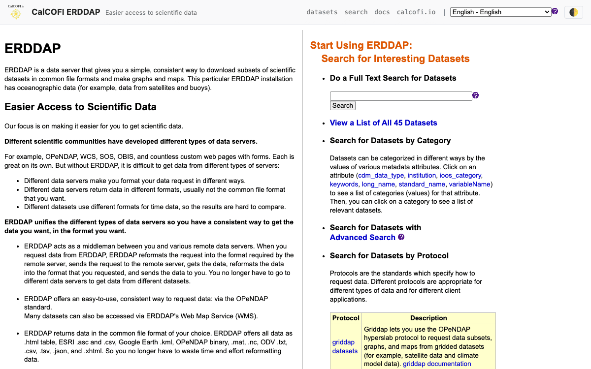 Screenshot of erddap (light theme)