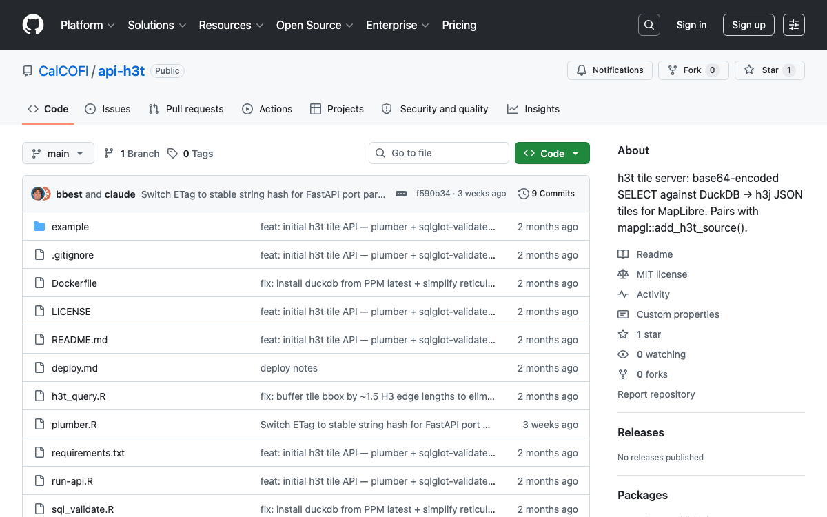 Screenshot of H3 Tile Server