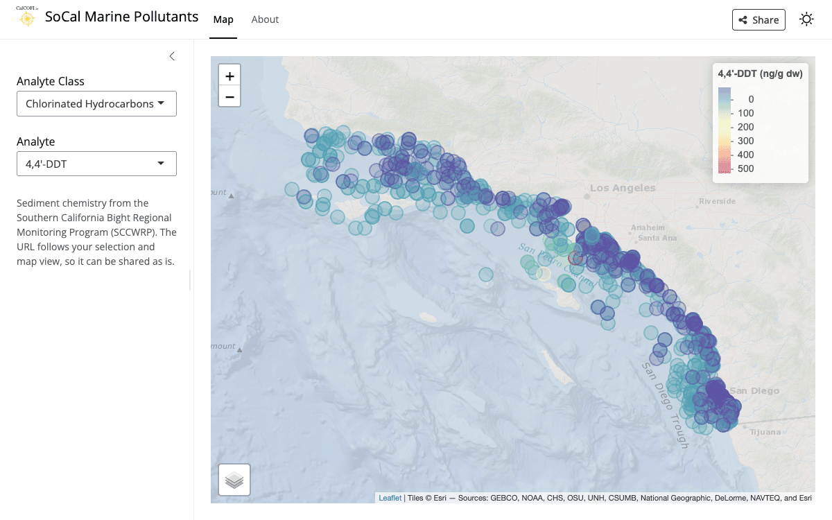 Screenshot of Pollutants Explorer (light theme)